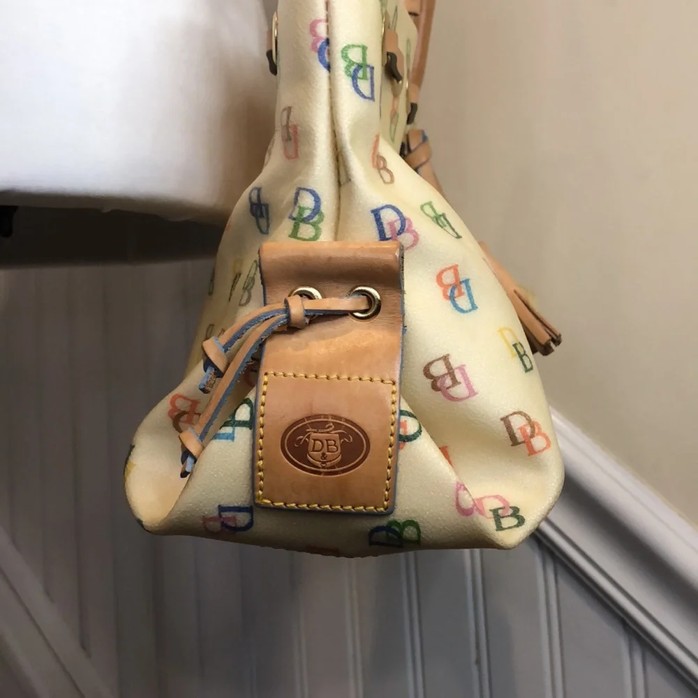DOONEY & BOURKE Rainbow Zipper Monogram Logo Leather Tote Crossbody Shoulder Bag
